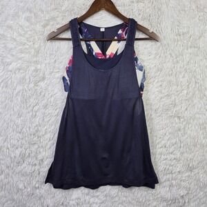 Lululemon Athletica Stash It Tank Sports Bra 2 in 1‎ Sz 10 Blue Floral